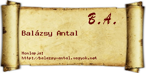 Balázsy Antal névjegykártya